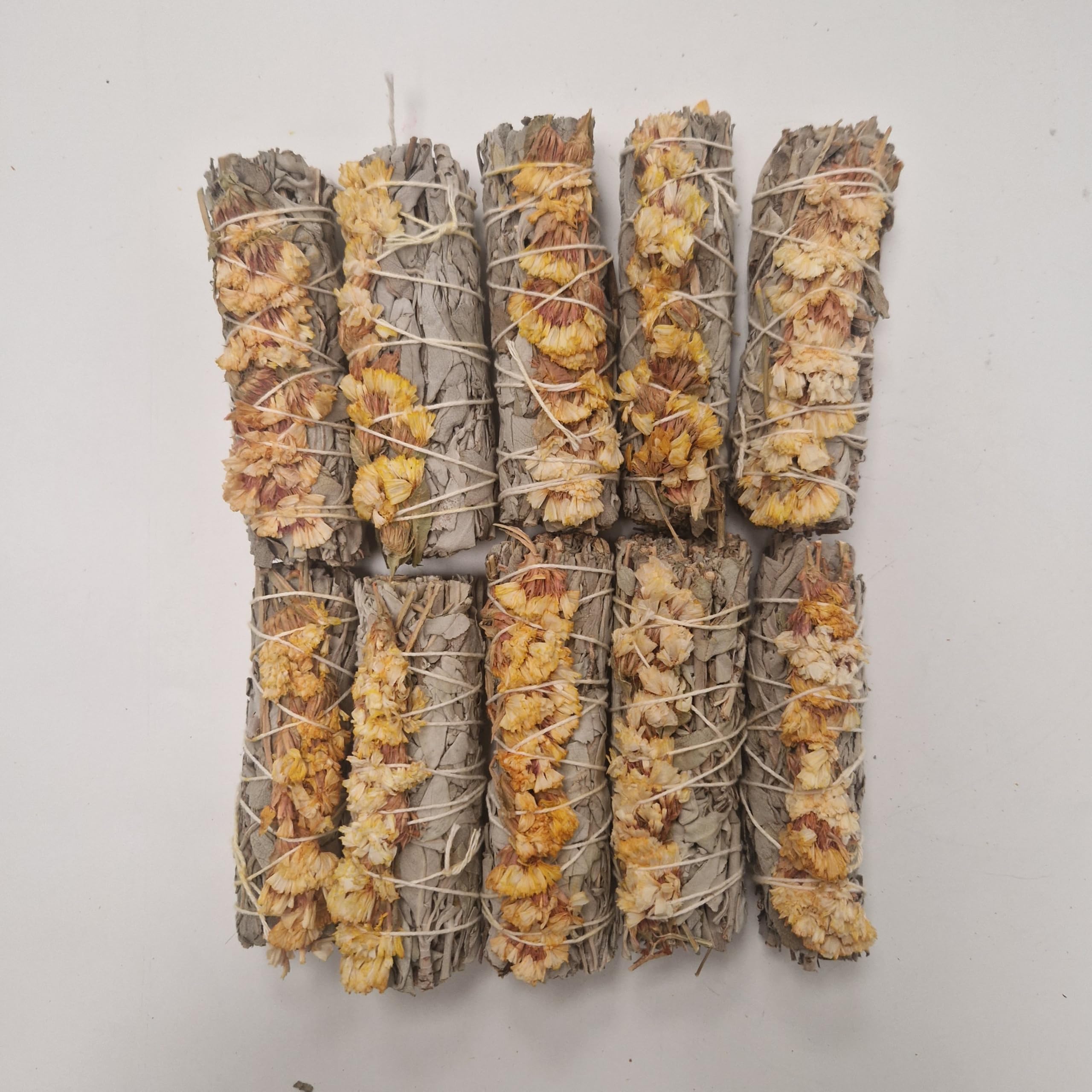 Smudge Stick, White Sage and Yellow Sinuata 4", Pack of 10
