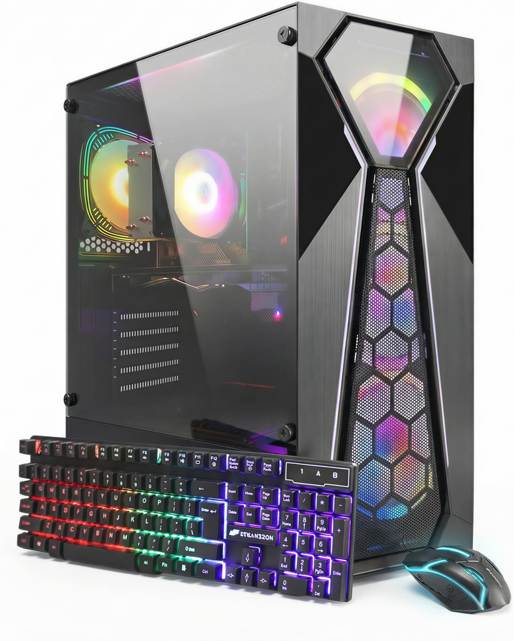 STGAubron Gaming PC Computer Desktop, AMD Ryzen 5 5500 up to 4.2G, GeForce RTX 2060 Super 8G, 16G DDR4, 1T SSD, WiFi 6, BT 5.2, RGB Fan x4, Windows 11 Home