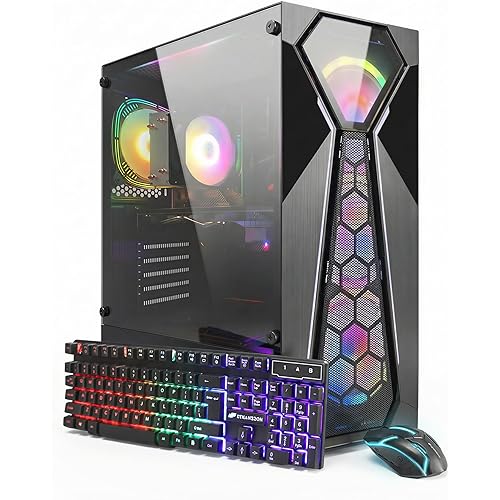 STGAubron Gaming PC Computer Desktop, AMD Ryzen 5 5500 up to 4.2G, GeForce RTX 2060 Super 8G, 16G DDR4, 1T SSD, WiFi 6, BT 5.2, RGB Fan x4, Windows 11 Home
