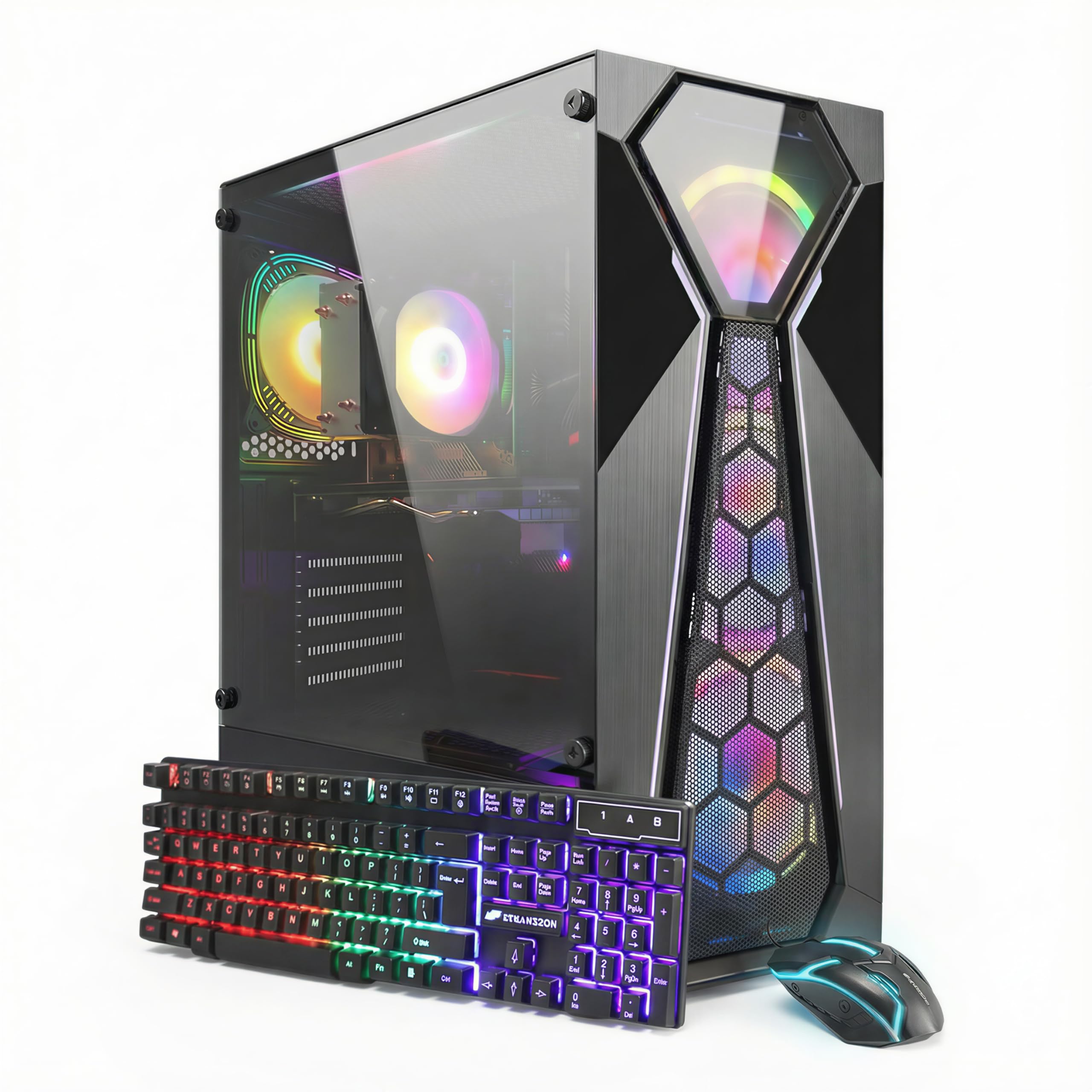 Gaming PC Computer Desktop, AMD Ryzen 5 5500 up to 4.2G, GeForce RTX 2060 Super 8G, 16G DDR4, 1T SSD, WiFi 6, BT 5.2, RGB Fan x4, Windows 11 Home