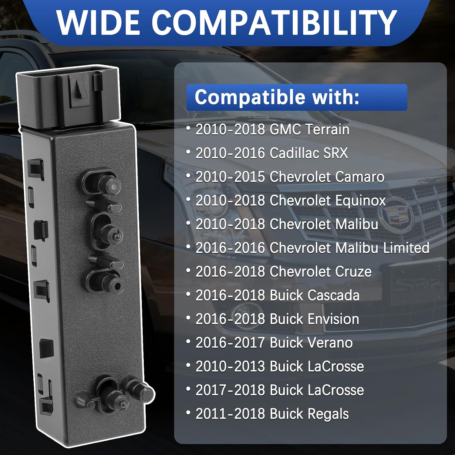 Power Seat Switch Left Driver Side 8-Way Adjustment Compatible with Chevy Camaro Equinox Malibu 2010-2019 & Cadillac GMC Buick - Replaces 25974714 12451497