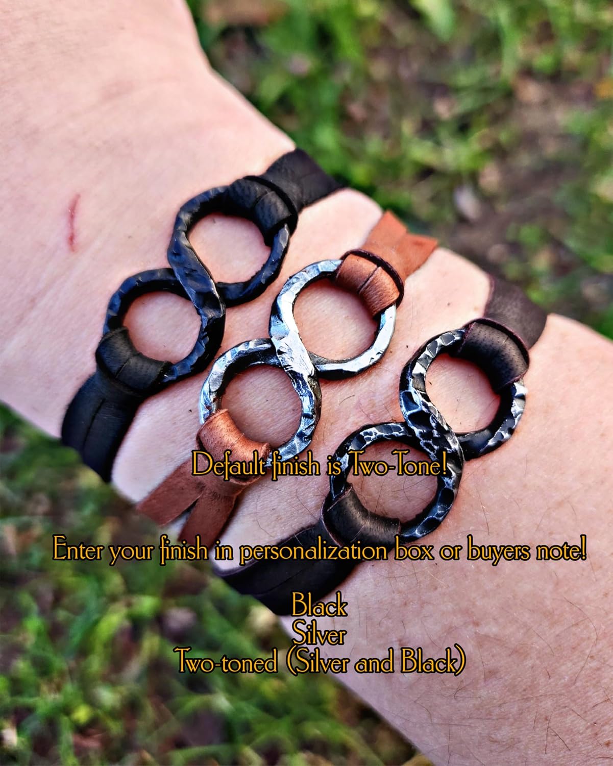 Iron Infinity Bracelet - 6th Anniversary - Custom Engraved Anniversary Jewelry - Adjustable Rustic Metal Bracelet - Christmas Gift