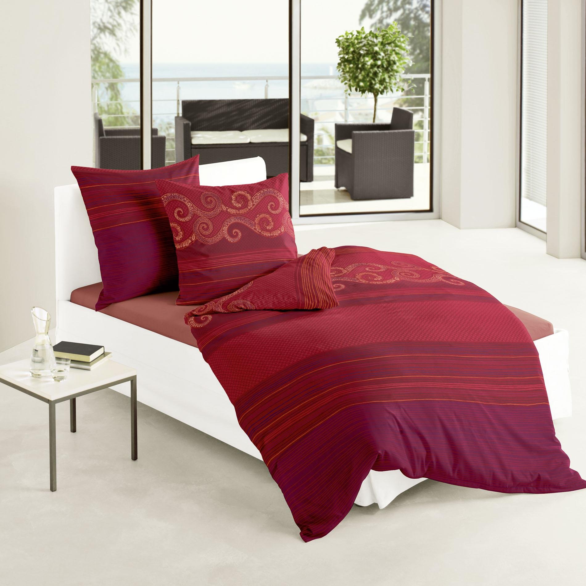 Bierbaum 4429 Maco Satin Bed Linen 200 x 200 cm and 2 x 80 x 80 cm Made in Germany Red 04 - Image 2