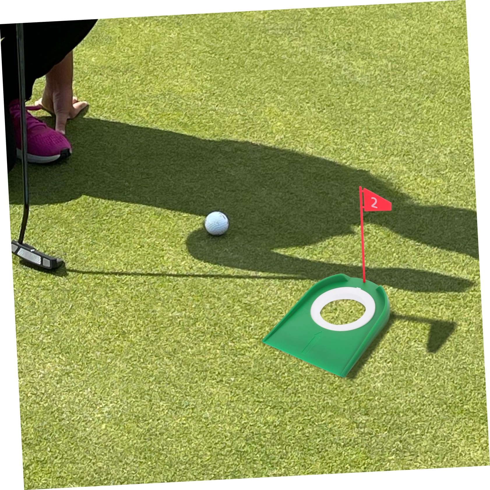Hohopeti 9 Piezas Práctica Putting Golf Interior Exterior Discos Plásticos con Bandera Desmontable Entrenamiento Precisión Palos Golf Hombre