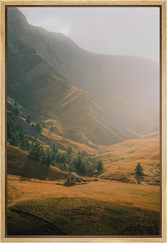 Vista 178 de SIGNFORD Lienzo enmarcado para pared, tren de montaña de otoño, vías de ferrocarril, naturaleza, desierto, fotografía, realismo, paisaje decorativo