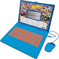 Lexibook Hot Wheels Bilingual Kids Laptop - 124 English/Spanish Activities, Math, Games, Music - Portable Educational Toy JC598HWi2