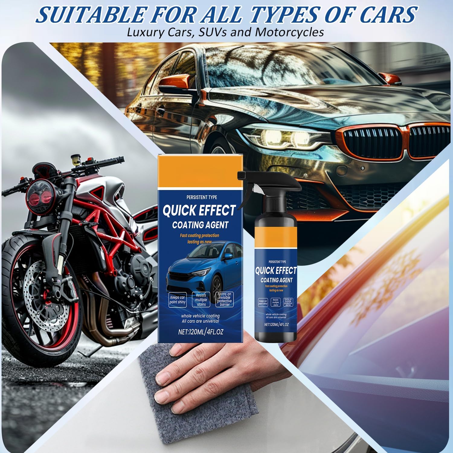 2Pcs Advanced Quick Effect Coating Agent,Car Coating Spray, 2025 New Car Paint Protection，Car Scratch Wax Polish Spray Waterless Wash，Multi-Purpose Oil Film Emulsion Glass Cleaner - Image 4