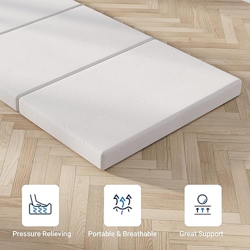 Miniatura 3 de Avenco Colchón triple  Colchón portátil de 4 pulgadas tamaño individual con funda transpirable y lavable  Cubrecolchón plegable de espuma