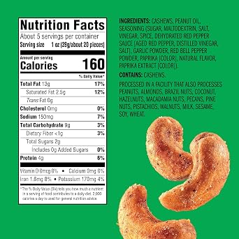 Emerald Nuts, Sriracha Cashews, 5 Oz (Pack of 2)