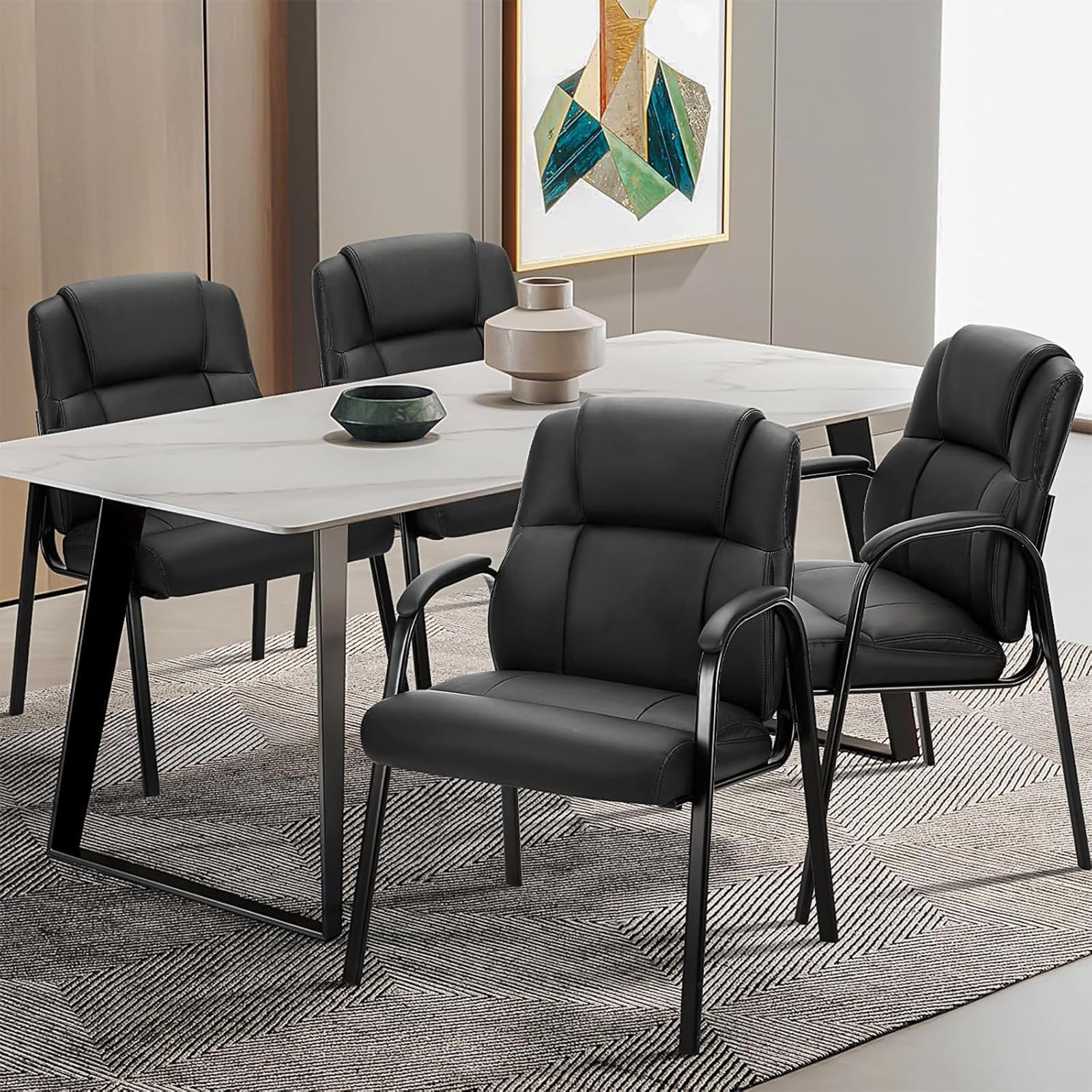 Sweetcrispy PU Leather Waiting Room Chairs Set of 4