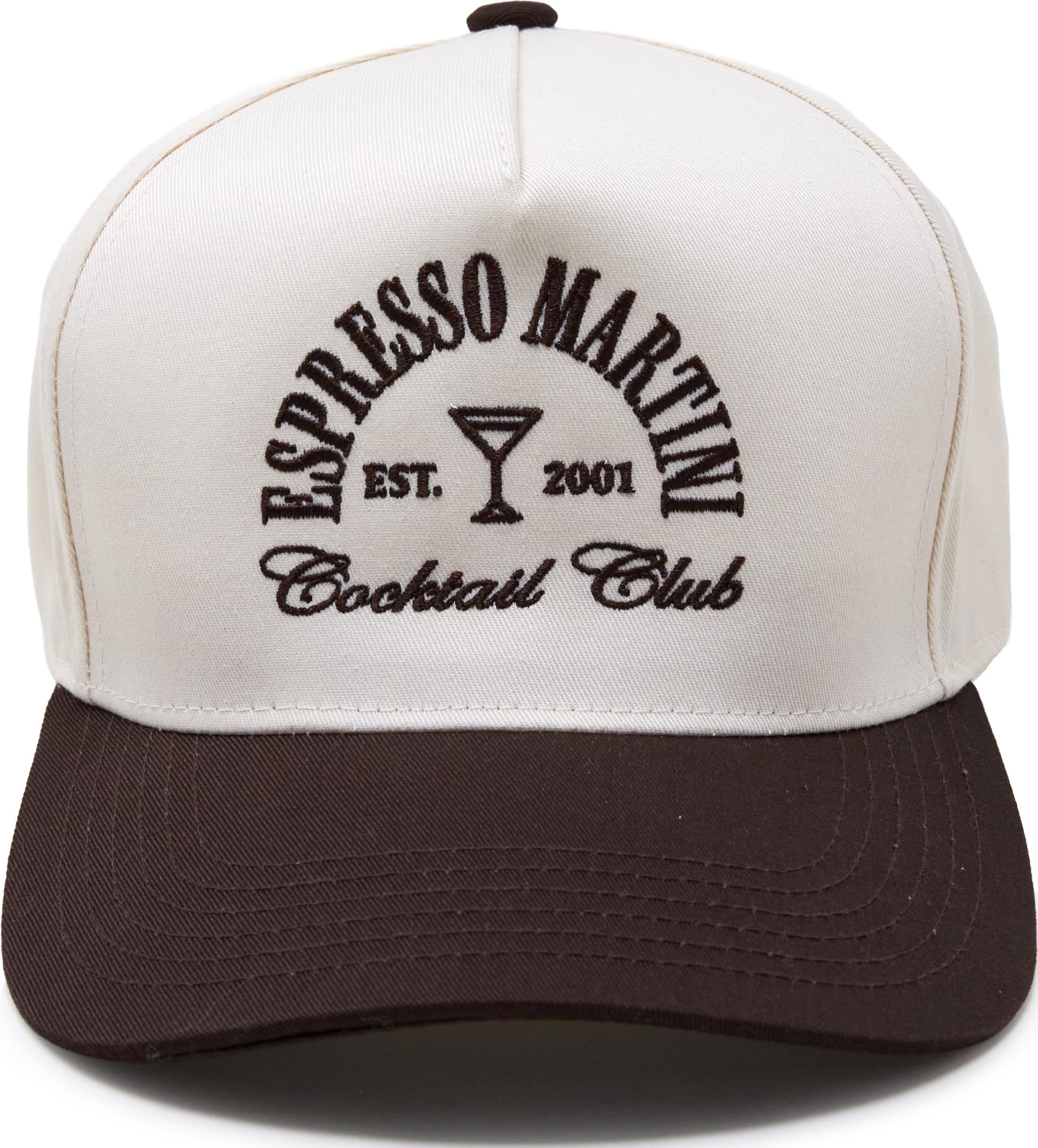 Two Tone Vintage Snapback Hat - Espresso Martini Cocktail Club - Brown/Beige