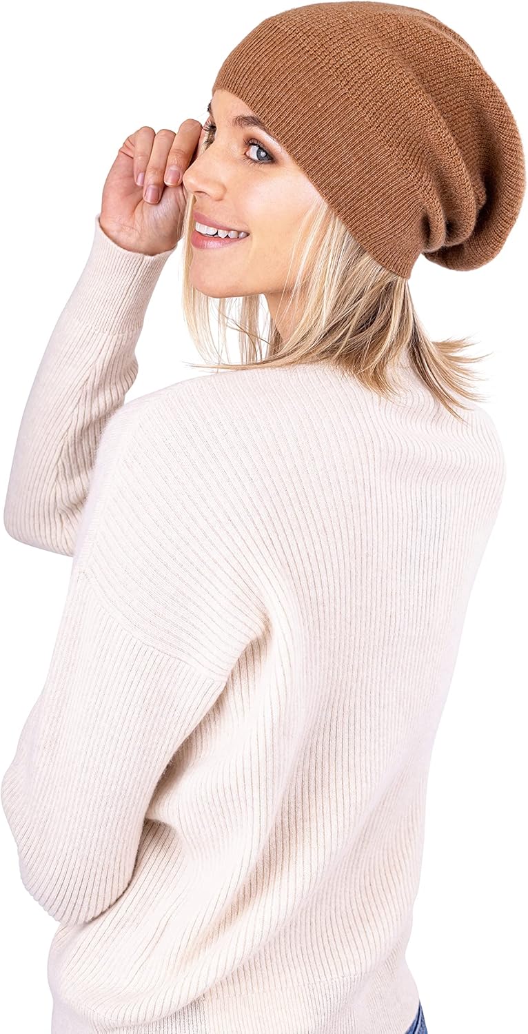Velanio Cashmere Women Cashmere Beanie – Fashionable Slouchy Beanie Hat for Women Made from 100% Cashmere - Image 2
