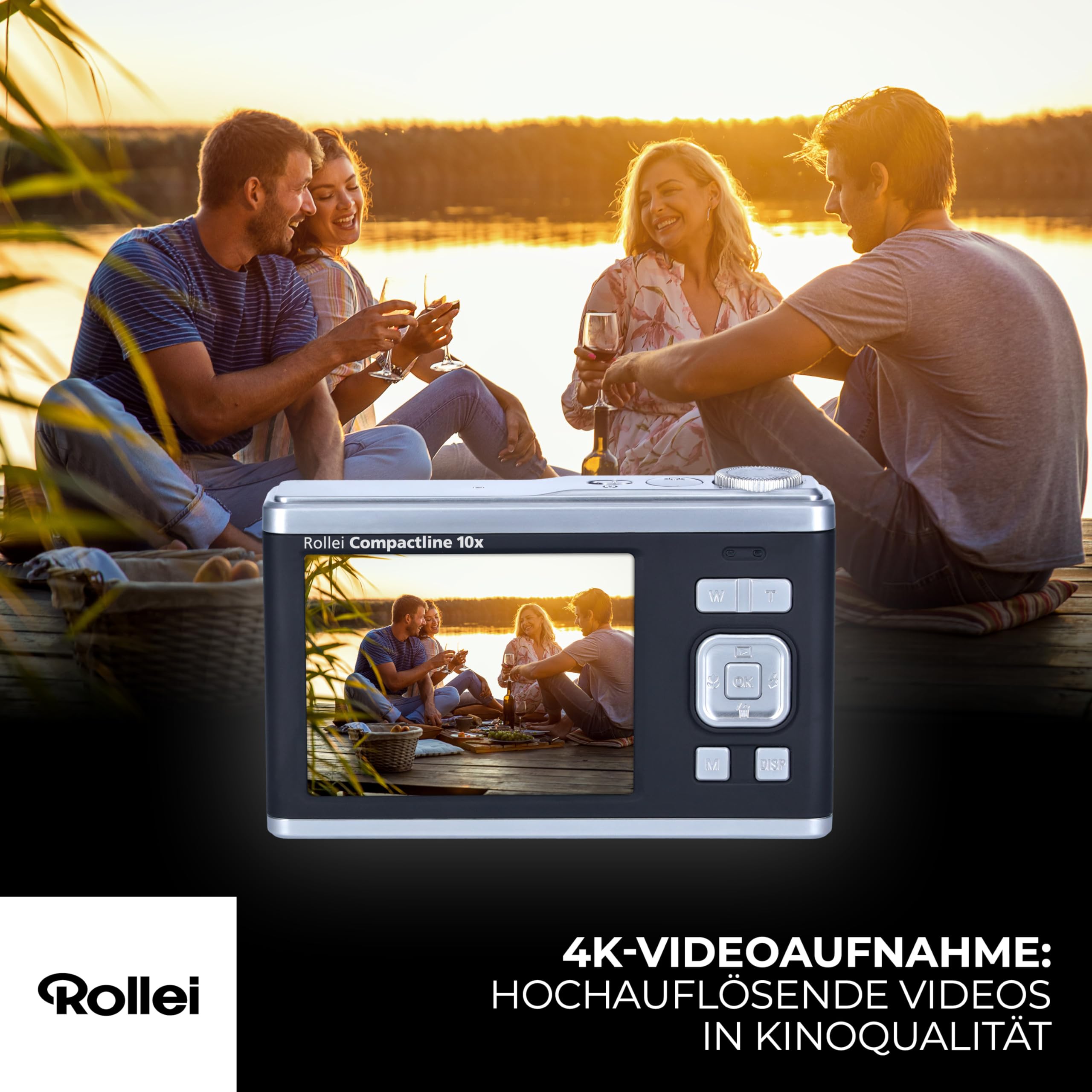 Rollei Compactline 10X – 60 MP – 10x zoom optyczny; wyświetlacz do selfie; doświadcz perfekcji w każdym obrazie dzięki elektronicznej stabilizacji!