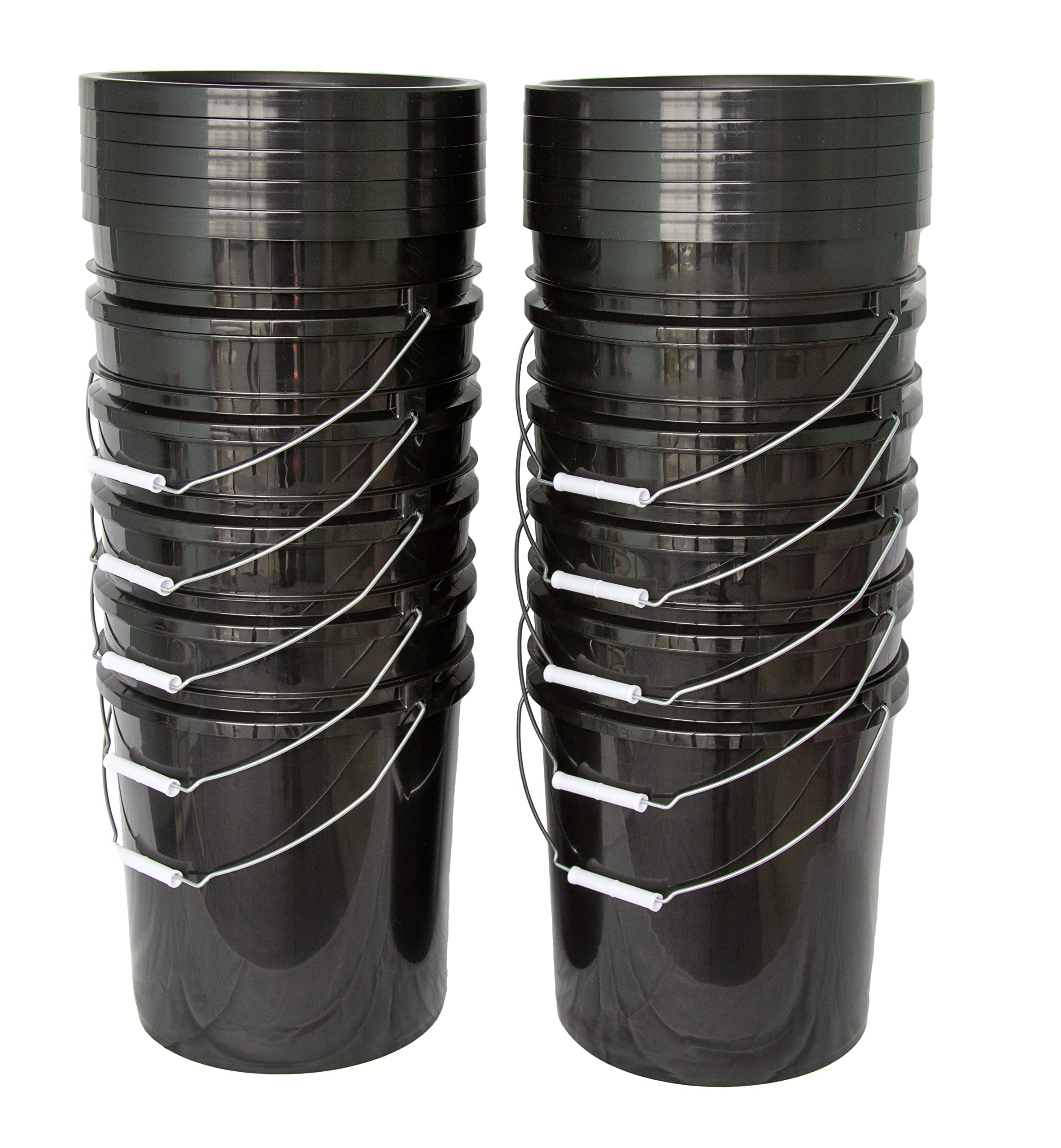 Argee 10 Buckets and 10 Lids, Black (5 Gallon) Plastic Material