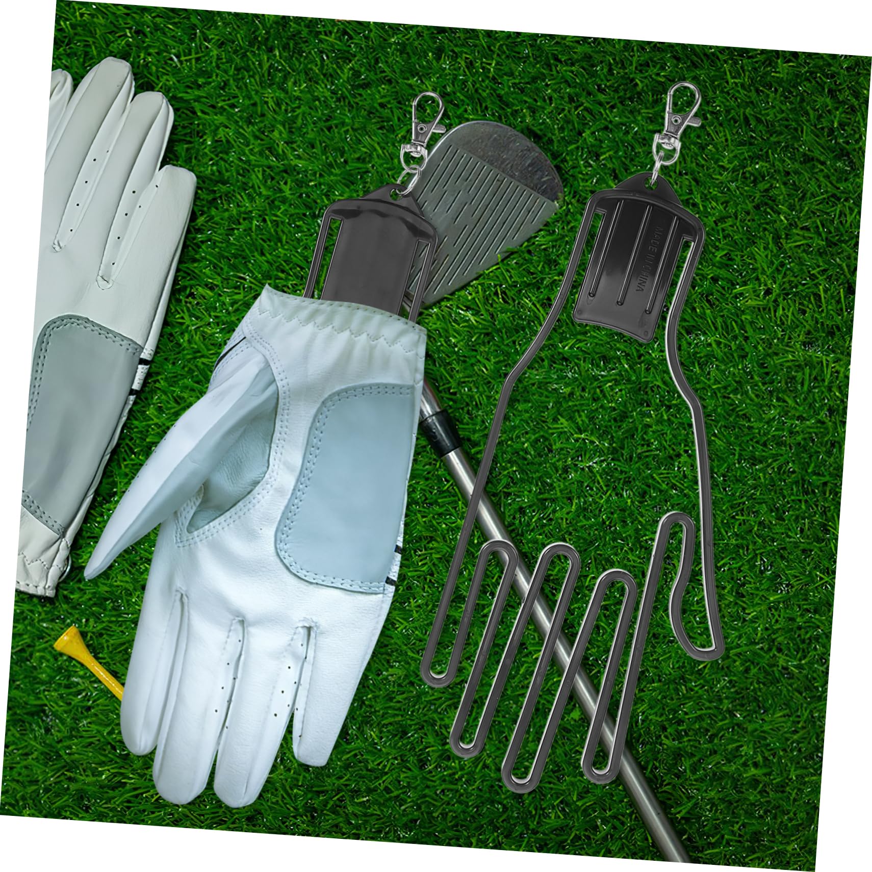 YARNOW Soporte para Guantes De Golf Golfs Colgador De Guantes De Golf Estante Apoya Colgante Pararse Deportes Práctico Titulares Júnior Portátil Black El Plastico
