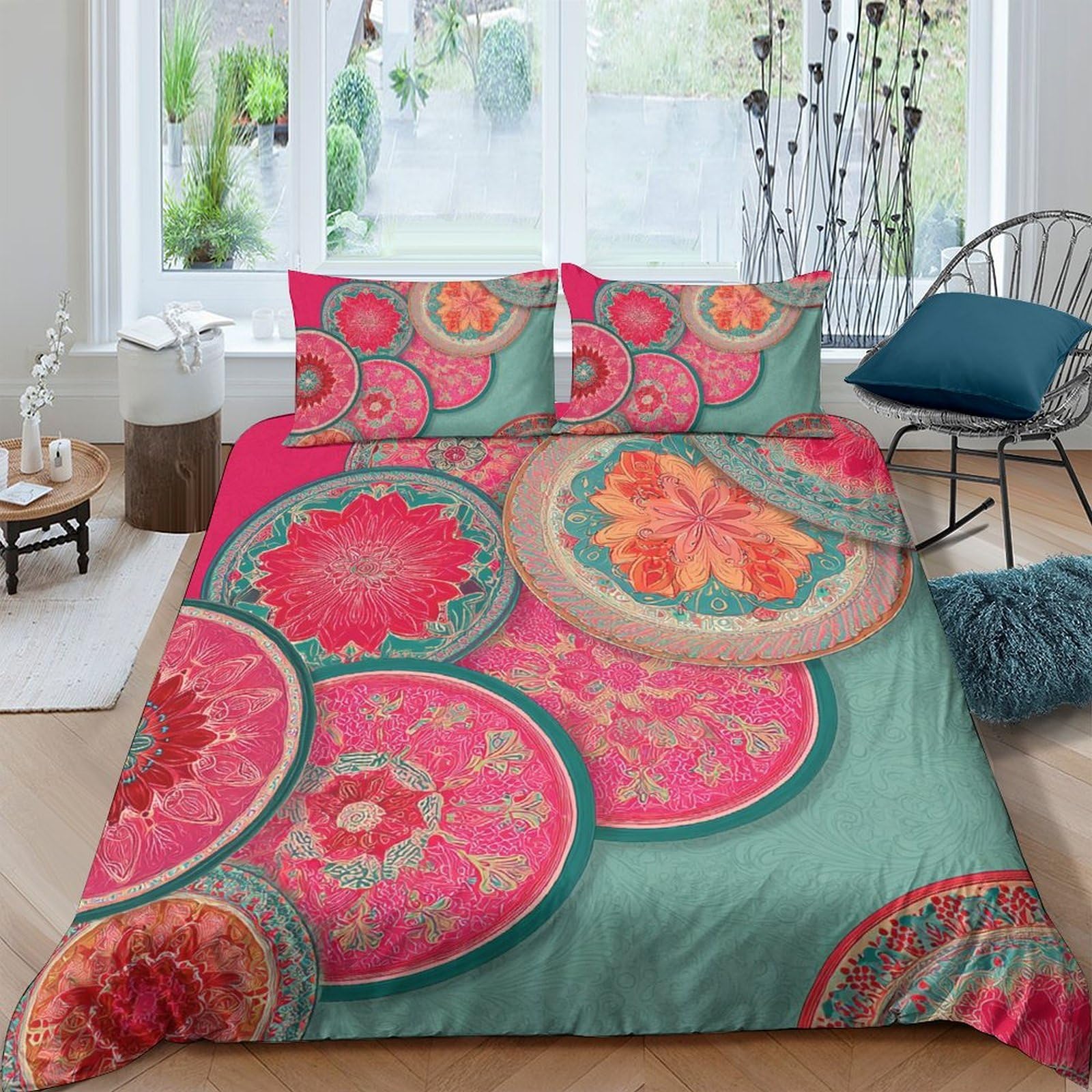 Ctjqhvkz Style-1 3D Printed Mandala Pattern Fitted Sheet Microfiber Soft Breathable Boho Circle Bed Cover For Bedroom Dorm Decor Single（135X200cm）