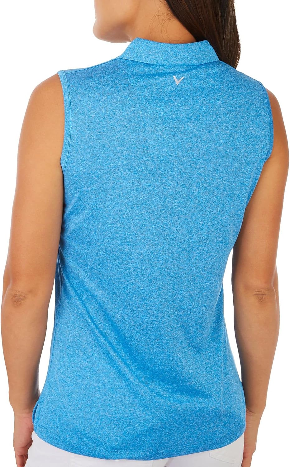 Callaway Women's Quarter Zip Heather Sleeveless Golf Polo, Moisture-wicking, Sun Protection, Stretch Shoulder Seams