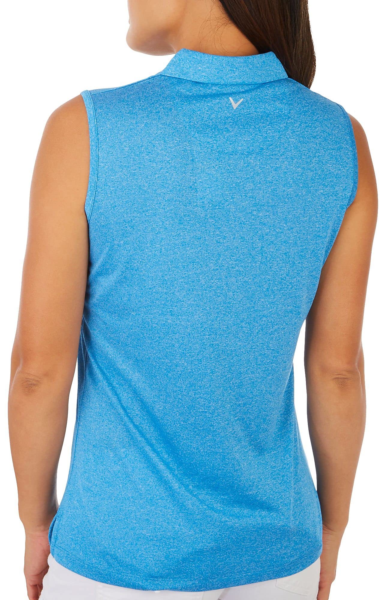 Callaway Women's Quarter Zip Heather Sleeveless Golf Polo Shirt, with Moisture-Wicking Fabric and Sun Protection, Blue Sea Star Htr, Small