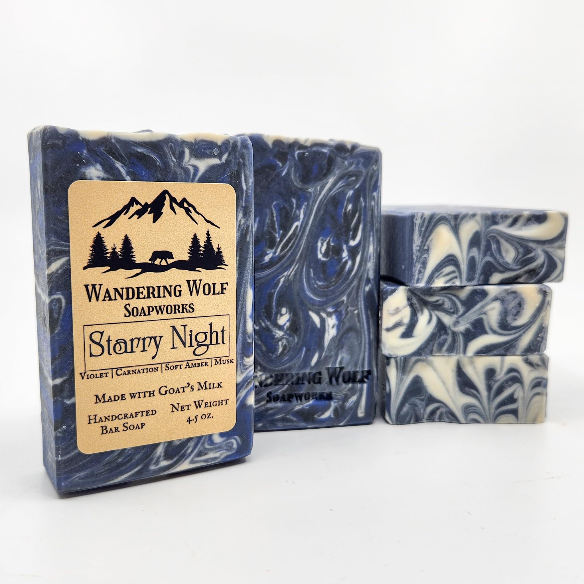Starry Night Handmade Soap Bar – Bergamot, Violet, Ylang Ylang & Carnation with Musk – Sweet, Floral & Powdery Scent