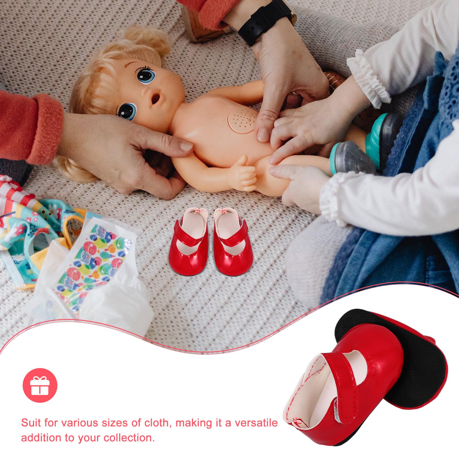 Scarpe per Bambole Rosse in Pu Design Miniatura che Migliorano L'aspetto della Bambola, per Occasioni Speciali e Compleanni
