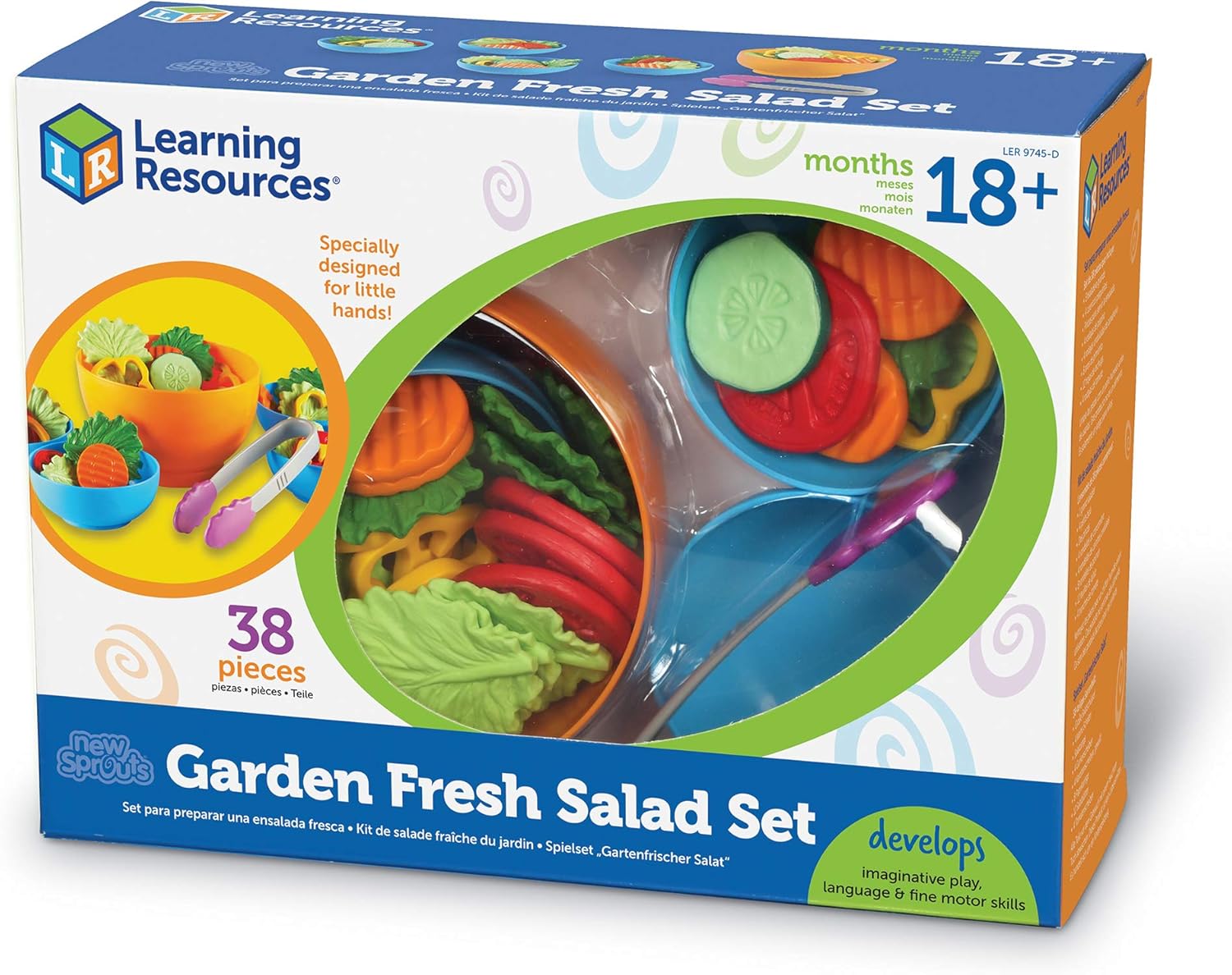 Learning Resources New Sprouts Garden Fresh Salad Set - 38 Pieces, Ages 18+ Months, Pretend Play Food for Toddlers, Kitchen Toys - Image 7