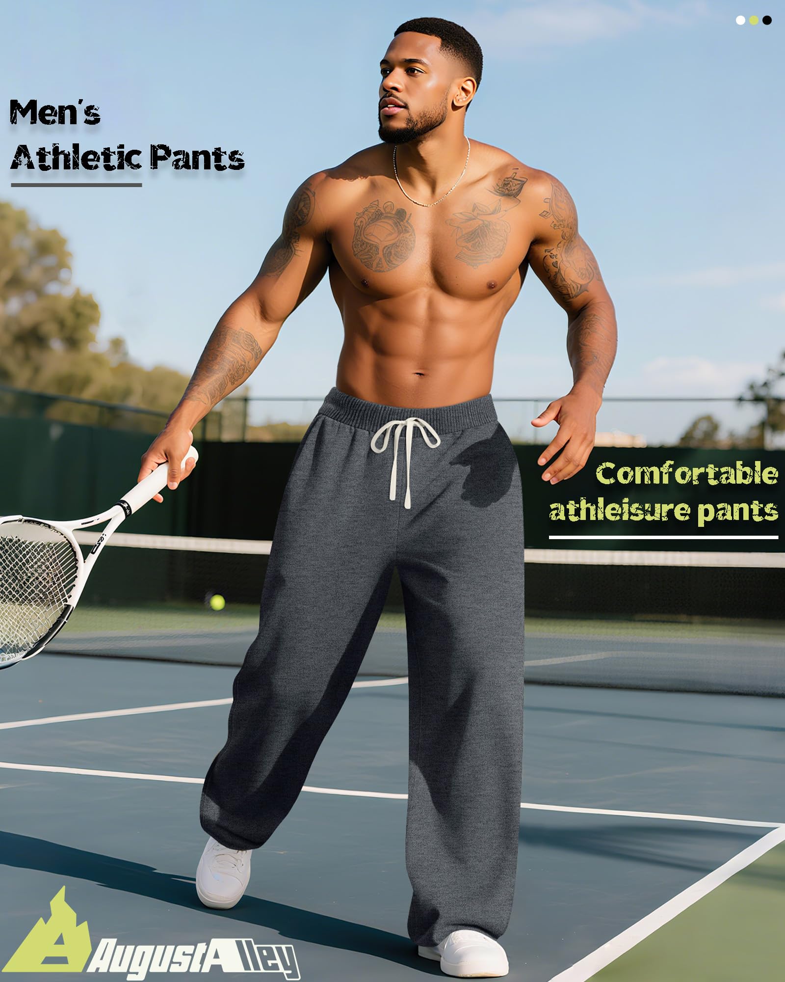 Confezione da 3 Pantaloni della Tuta da Uomo Grandi e Alti, Pantaloni Sportivi con Coulisse e Tasche, Aperti sul Fondo