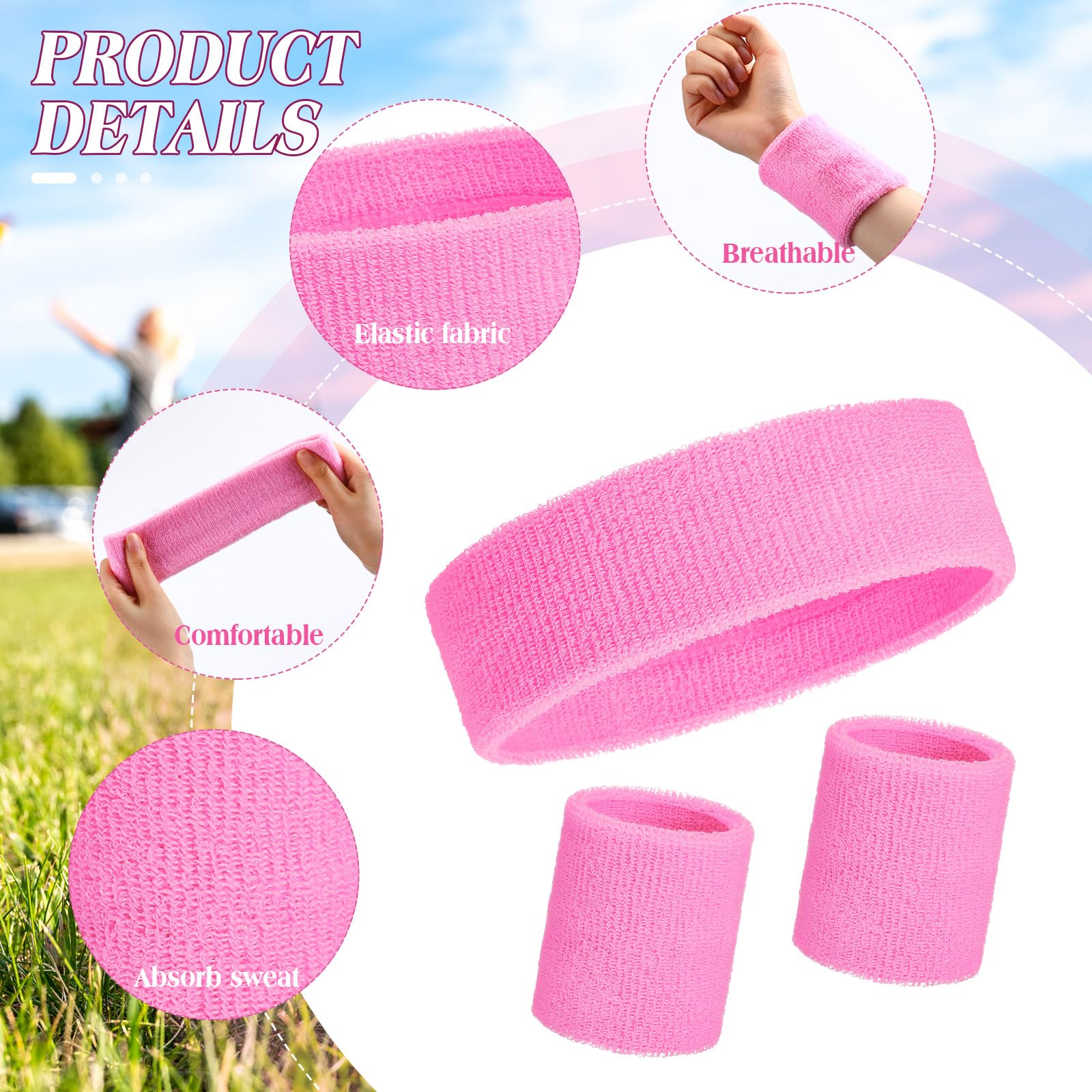 72-teiliges Neon-Schweißbänder-Set, 24-teilig, athletisches Stirnband, 48 Stück, Tennis-/Gymnastik-Armbänder, internationale Länder, Sportspiele, Wettbewerbe für Männer und Frauen, Partyzubehör