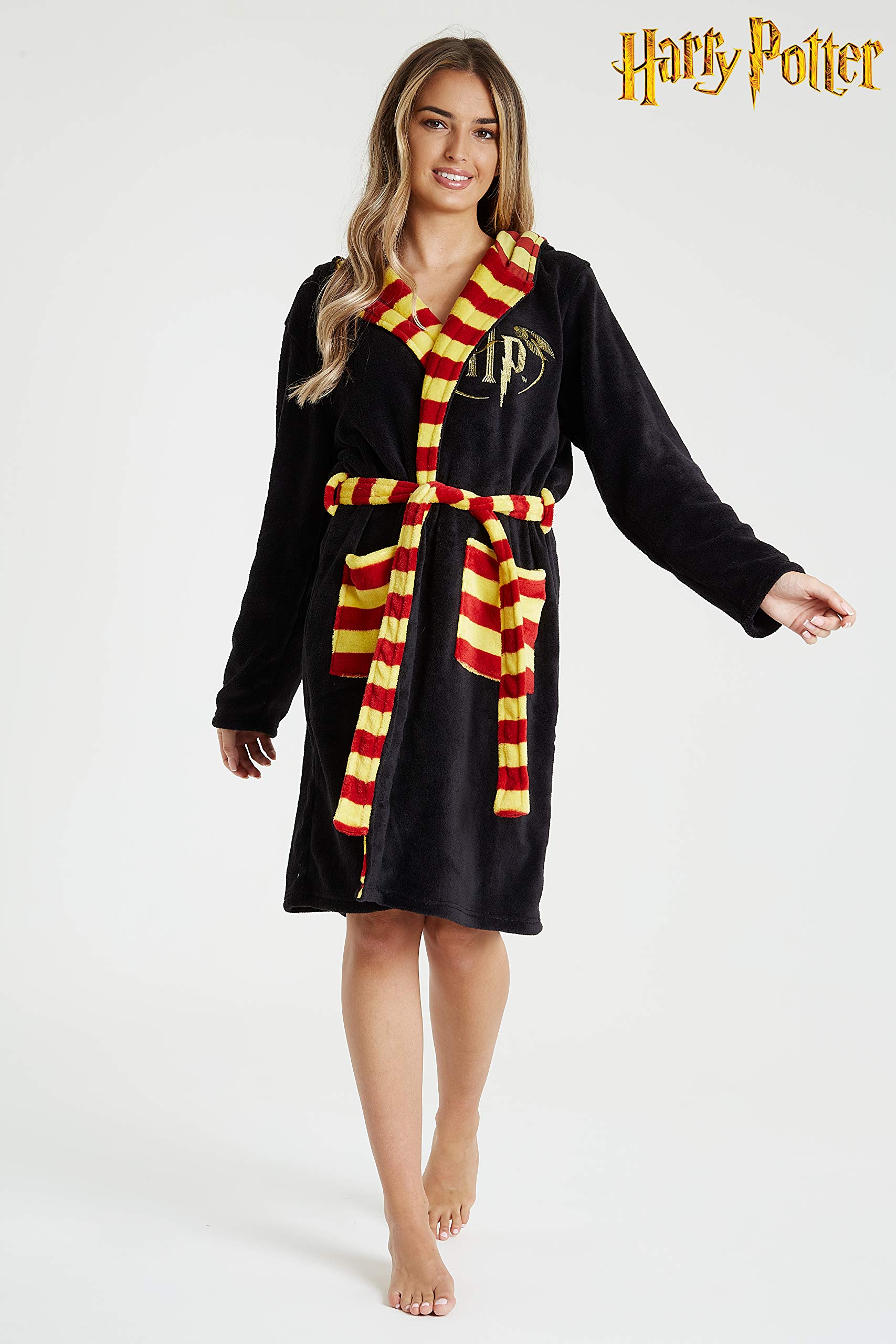 Harry Potter Bademantel Damen mit Kapuze, Kuschelig Morgenmantel Unisex, Hogwarts Geschenke für Herren, Damen und Jugendliche, Nachtwäsche aus Weichem Fleece
