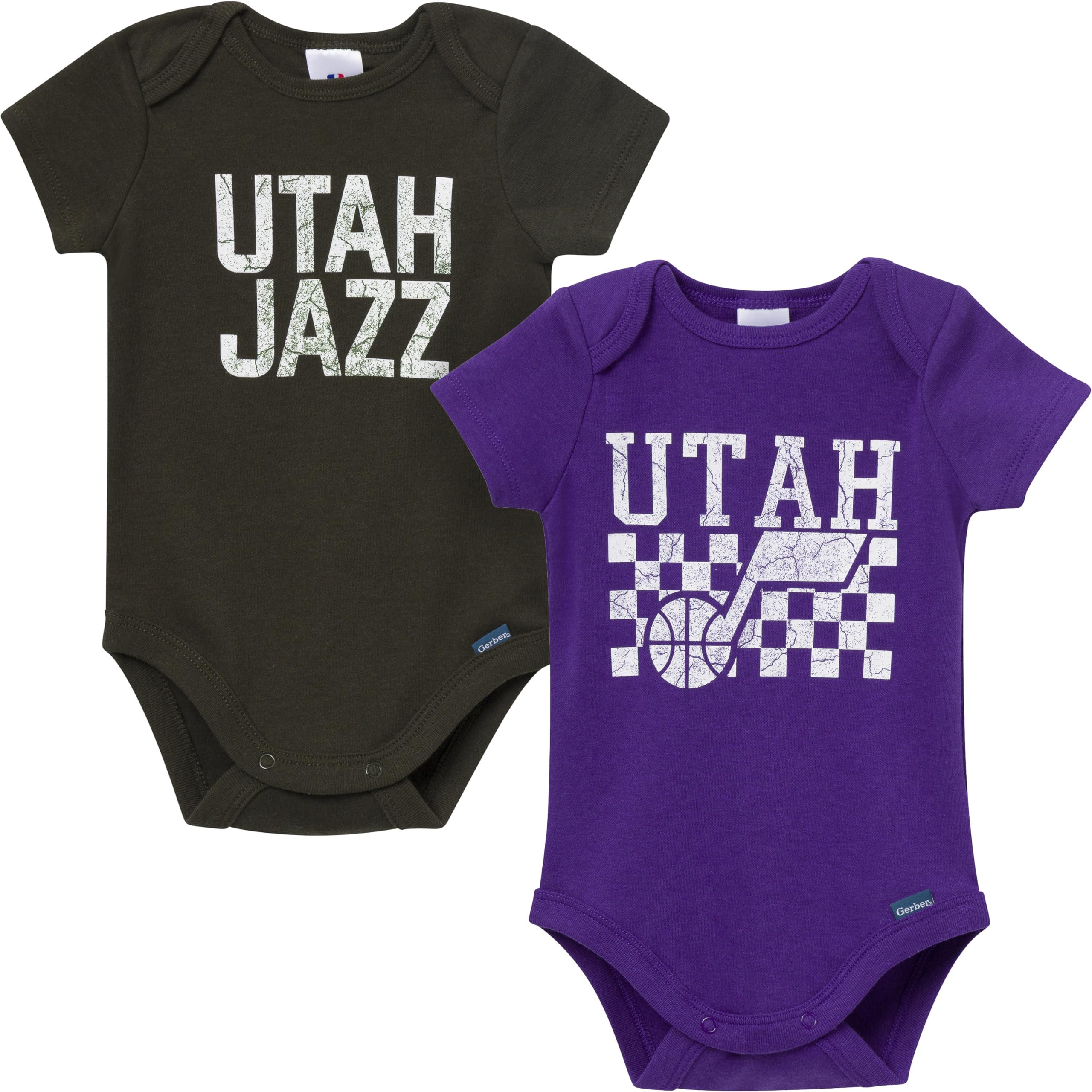 Gerber Baby NBA Boys &amp; Girls 2-Pack Short Sleeve Onesie Bodysuits