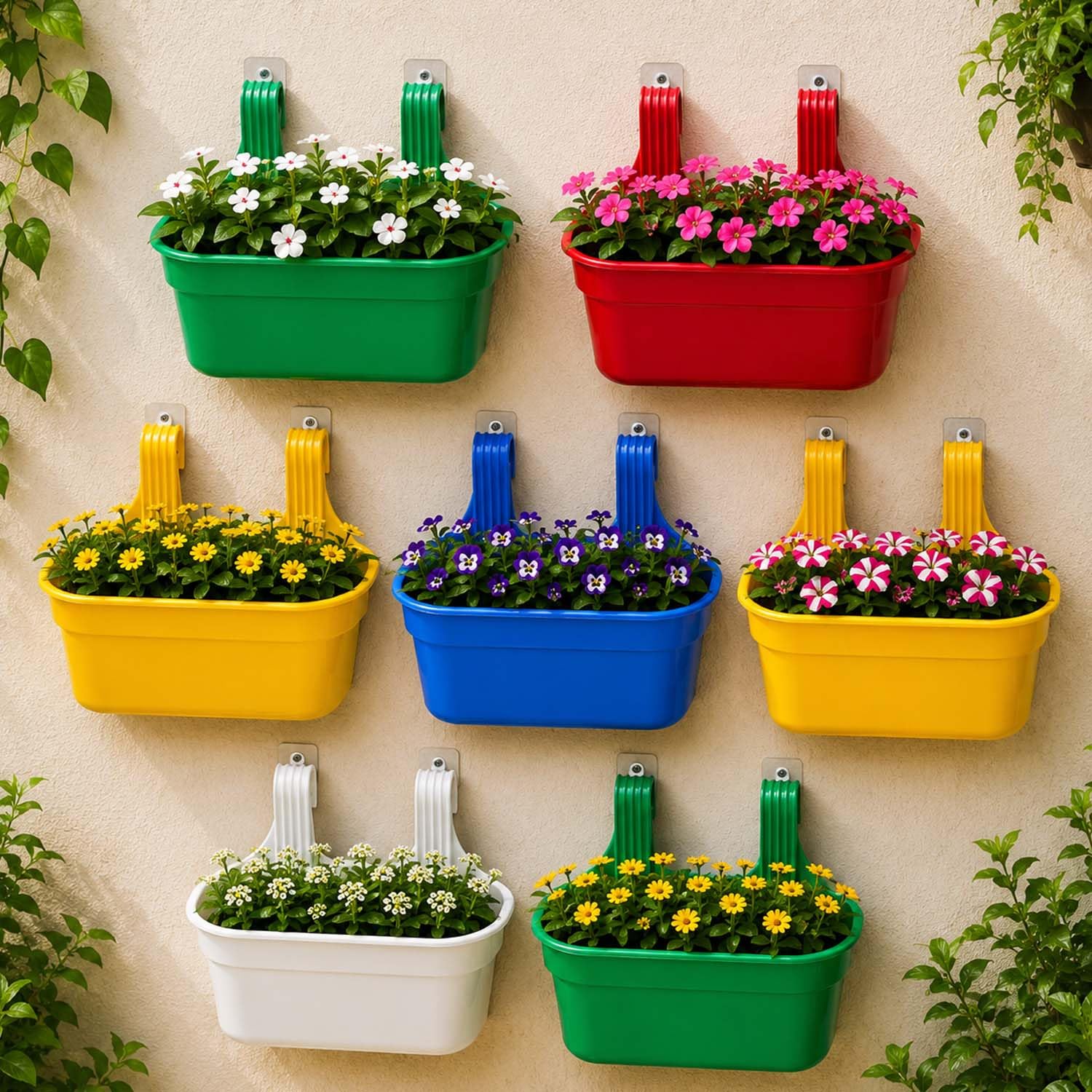 Go Hooked Railing Planters - 3 Hanging Flower Pots -29 Go Hooked Railing Planters - 3 Hanging Flower Pots -29
