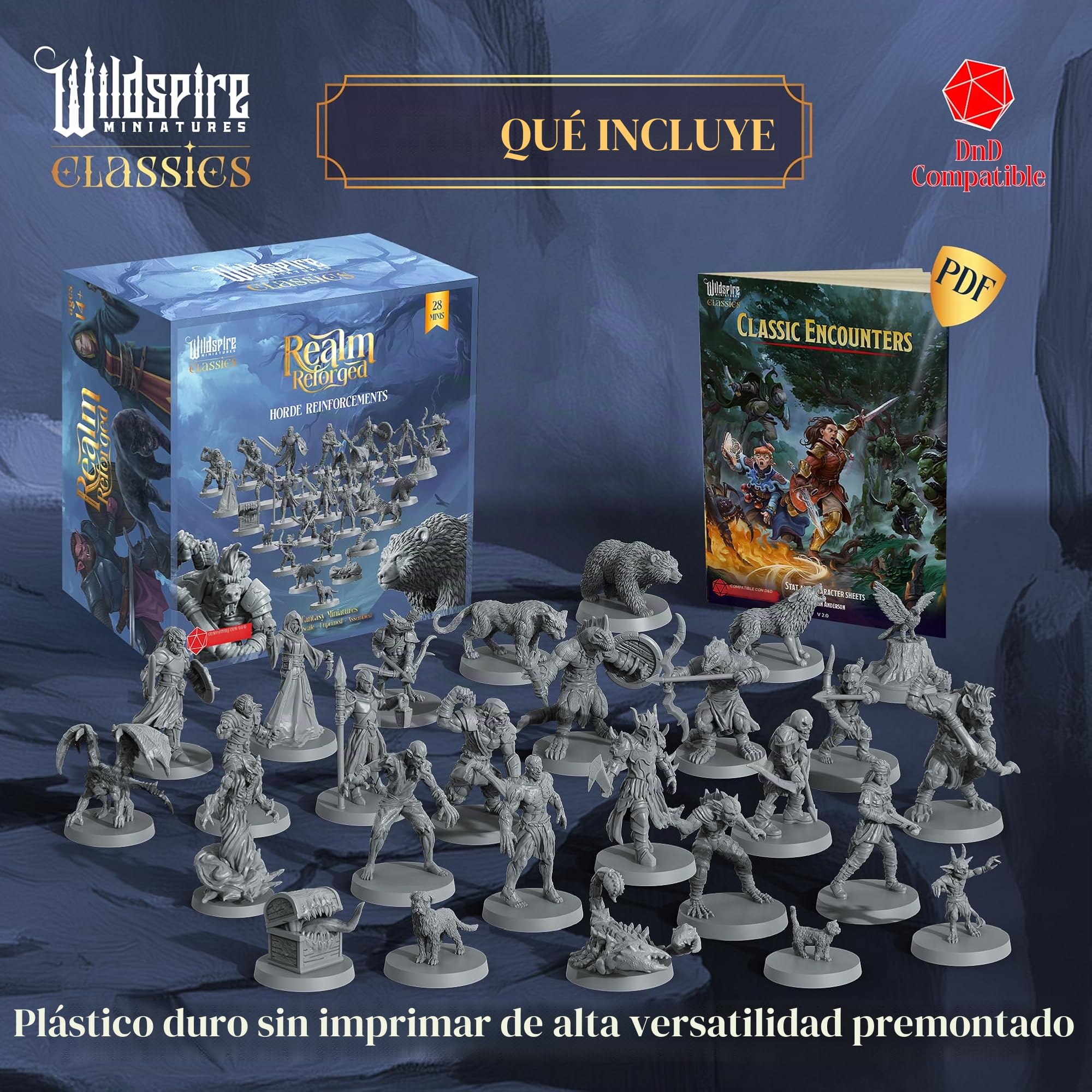 Juego de refuerzos de la Horda, monstruos y encuentros para miniaturas DND, juego a granel de 28 mm, minis DND sin pintar para Dungeons Dragons | D&D Minis RPG juegos de mesa | Figuras de fantasía