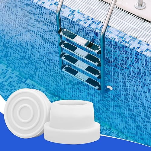 Miniatura 7 de moobee Protectores de escalera de piscina para piscina enterrada, cubiertas de goma blanca para patas de escalera (paquete de 2) - Se adapta a tubos