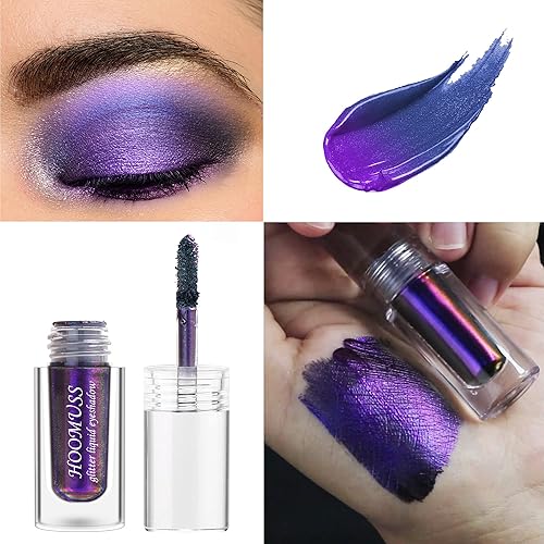 Miniatura 2 de HOOMUSS Chameleon Sombra de ojos líquida con purpurina, sombras de ojos líquidas verdes, maquillaje de ojos holográfico multicromado, larga duración