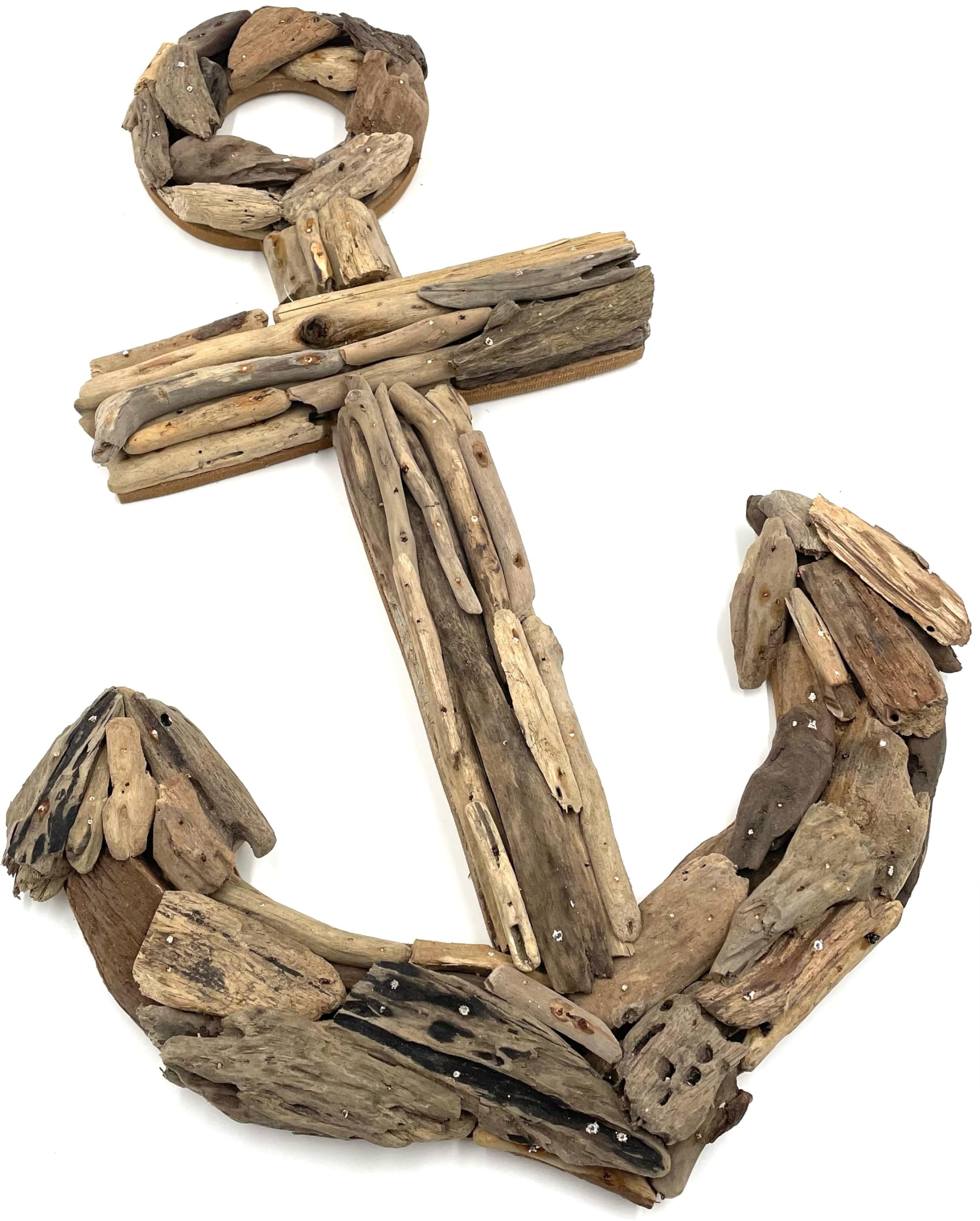My Square Mile Brown Wooden Ship Anchor Decor 60Cm | Nautical Boat Driftwood | Wall Decor Door Hanging Ornament | Bathroom Accessories