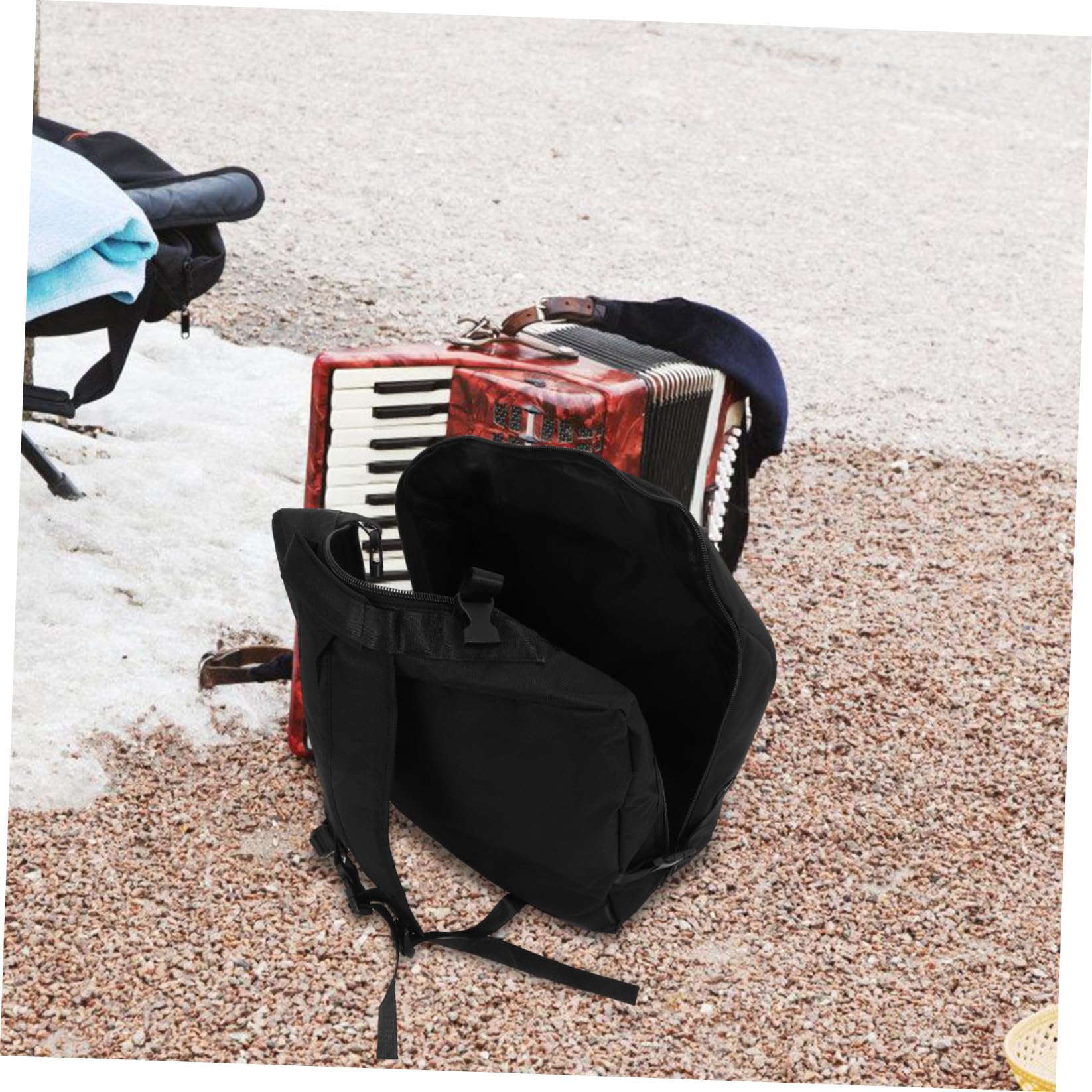 Supvox Akkordeontasche Rucksack Stoßfest Mit Verstellbaren Gurten Leichtes Musikinstrumenten Case Schwarz Aufbewahrungstasche Für Akkordeon Accessoires Outdoor Tragetasche
