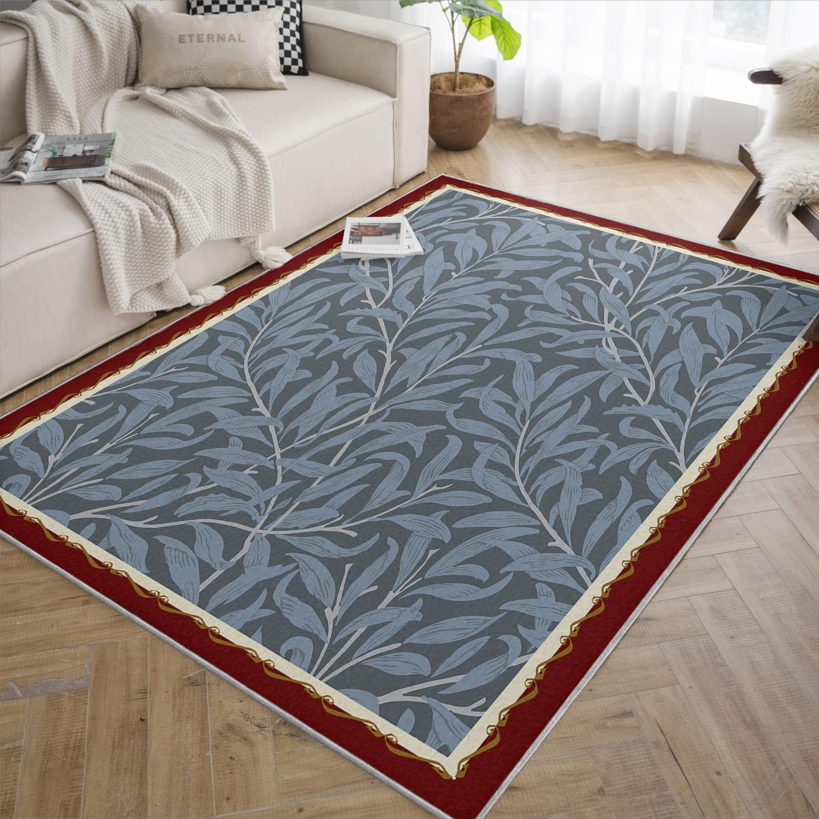 Tapis poil bas doux lavable 60x90 anti-glisse pour appartement