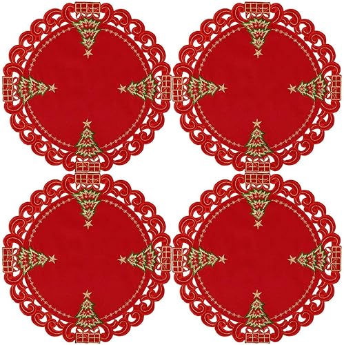 Miniatura 7 de Grelucgo - Camino de mesa con diseño de árbol de Navidad bordado, rectangular, 16 x 72 pulgadas.