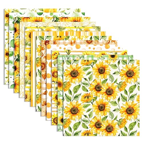 24 Sheets Sunflower Scrapbook Paper 11.8'' x 11.8'' Watercolor Sunflower