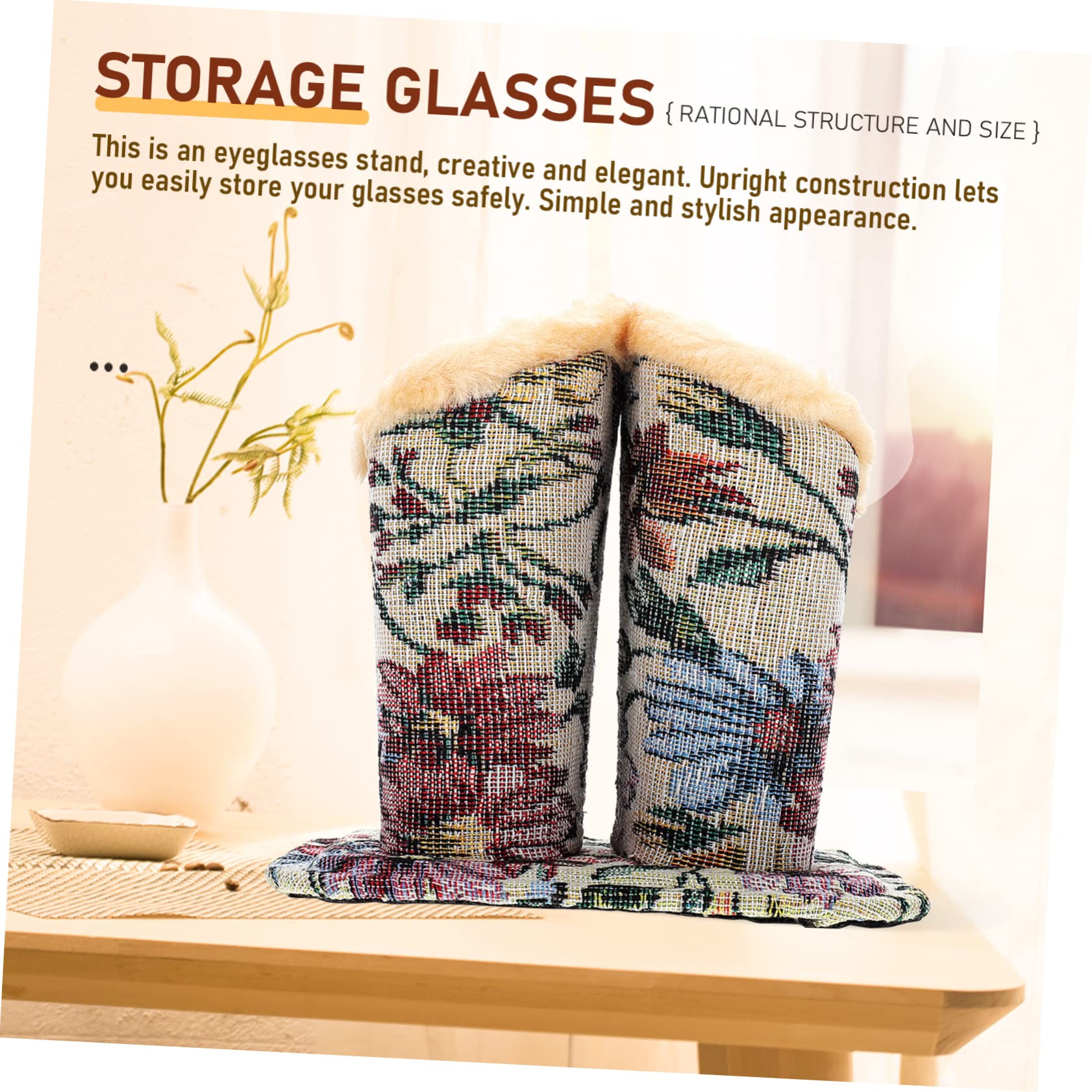 PRETYZOOM Soporte Binocular Taza De Anteojos De Mesa Estuche De Brochas De Maquillaje Para Mujer Soporte Para Gafas De Sol Para Anteojos Caja Pu Tela Estante De Vidrio Lentes Perder