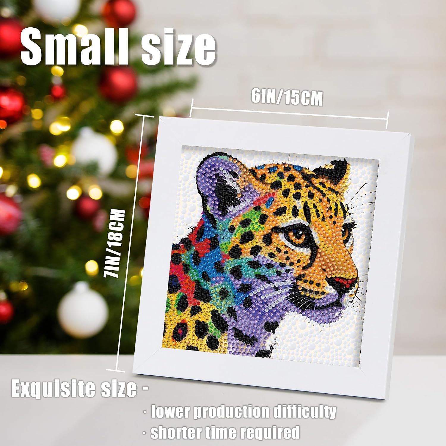 geesfayan Diamond Art Kits for Kids,6 Inch DIY Gem Art Painting with 7 Inch Frame, Complete Starter Kit for Beginners, Creative Arts & Crafts Gift for Girls & Boys (Colorful Leopard) image 4
