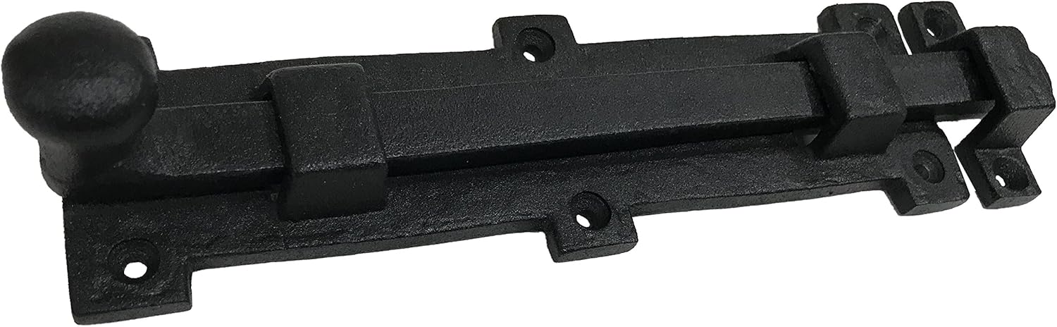 Antique style 8" Black Wrought Iron - Slide Door Bolt Latch - vintage iron - Decorative style 8 in door latch DS-04 (2)