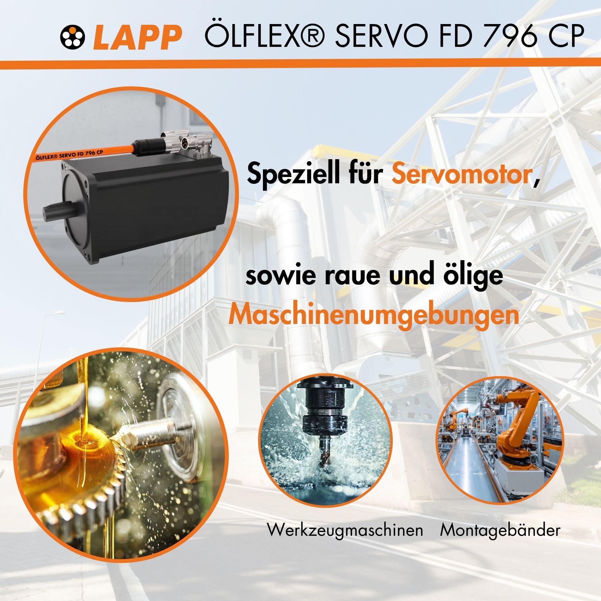 Lapp 0027961 Ölflex Servo FD 796 CP Câble Blindé PUR Flexible 4G4+(2x1,5) | Fil en polyuréthane sans halogène pour chaînes de remorquage, résistant aux huiles, 0,6/1 kV, compatible servomoteurs