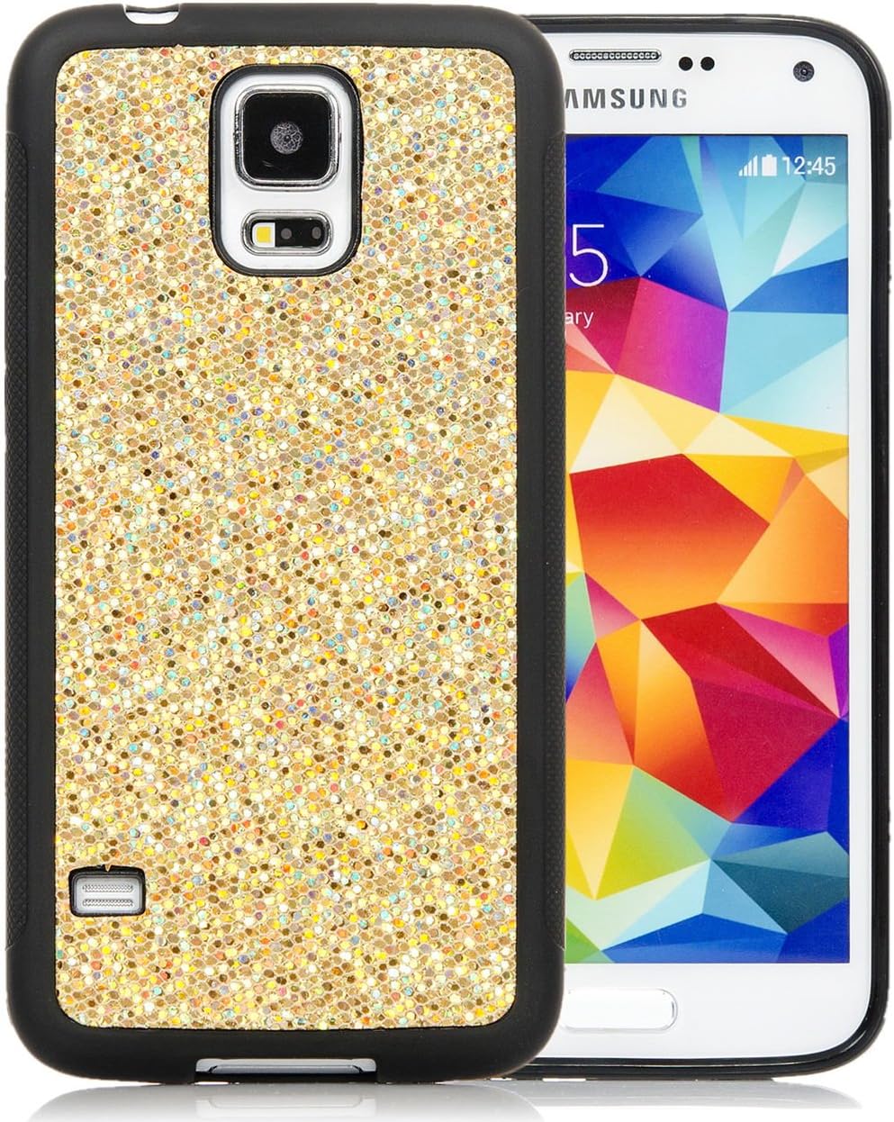 iSee Case Galaxy S5, (TM) Bling Bling Glitter Glam Sparkle TPU Full Cover Protective Case for New Samsung Galaxy S5 SM-G900 (S5-Glitter Gold)