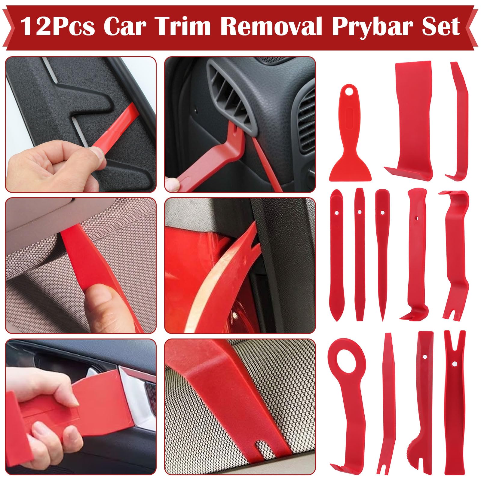 158pcs Herramientas Kit Desmontar Coche, Kit Mantenimiento De Interiores Automotrices, Cuñas de Plástico para Quitar Paneles Y Paneles de Puerta de Coche, Herramientas de Revestimiento Interior
