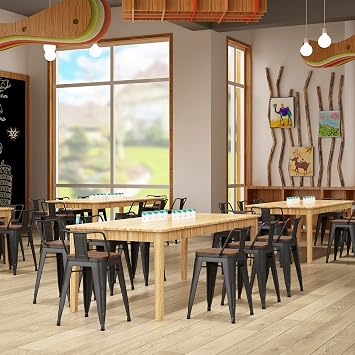 Yongchuang 18 Bar Stools Set of 4 Metal Short Stools with Back Black