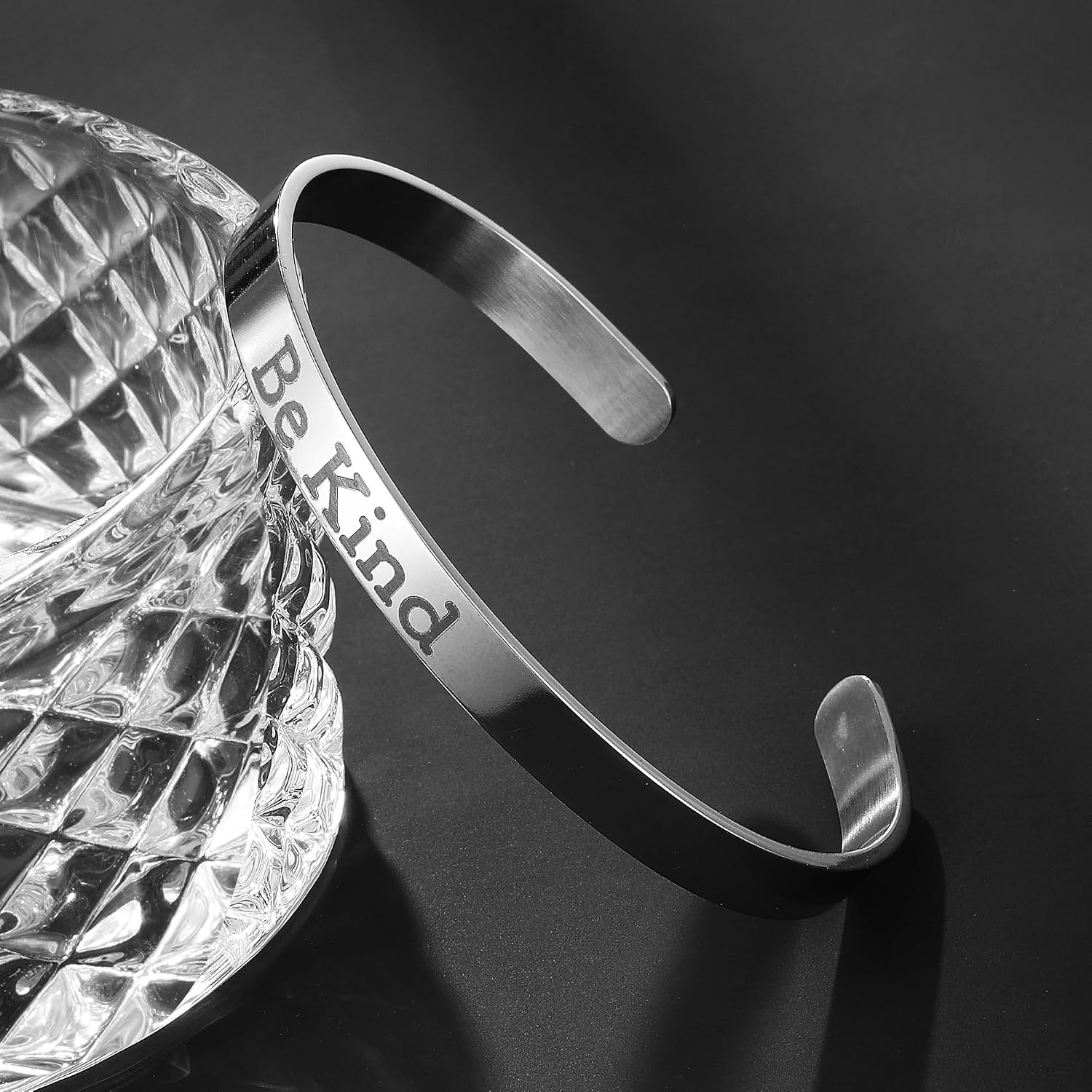 Be Kind of A bicth Bracelet for Women, Stainless Steel Cuff Handmade Engraved Inspirational Silver Bracelet Inspirational Jewelry Gifts for Women