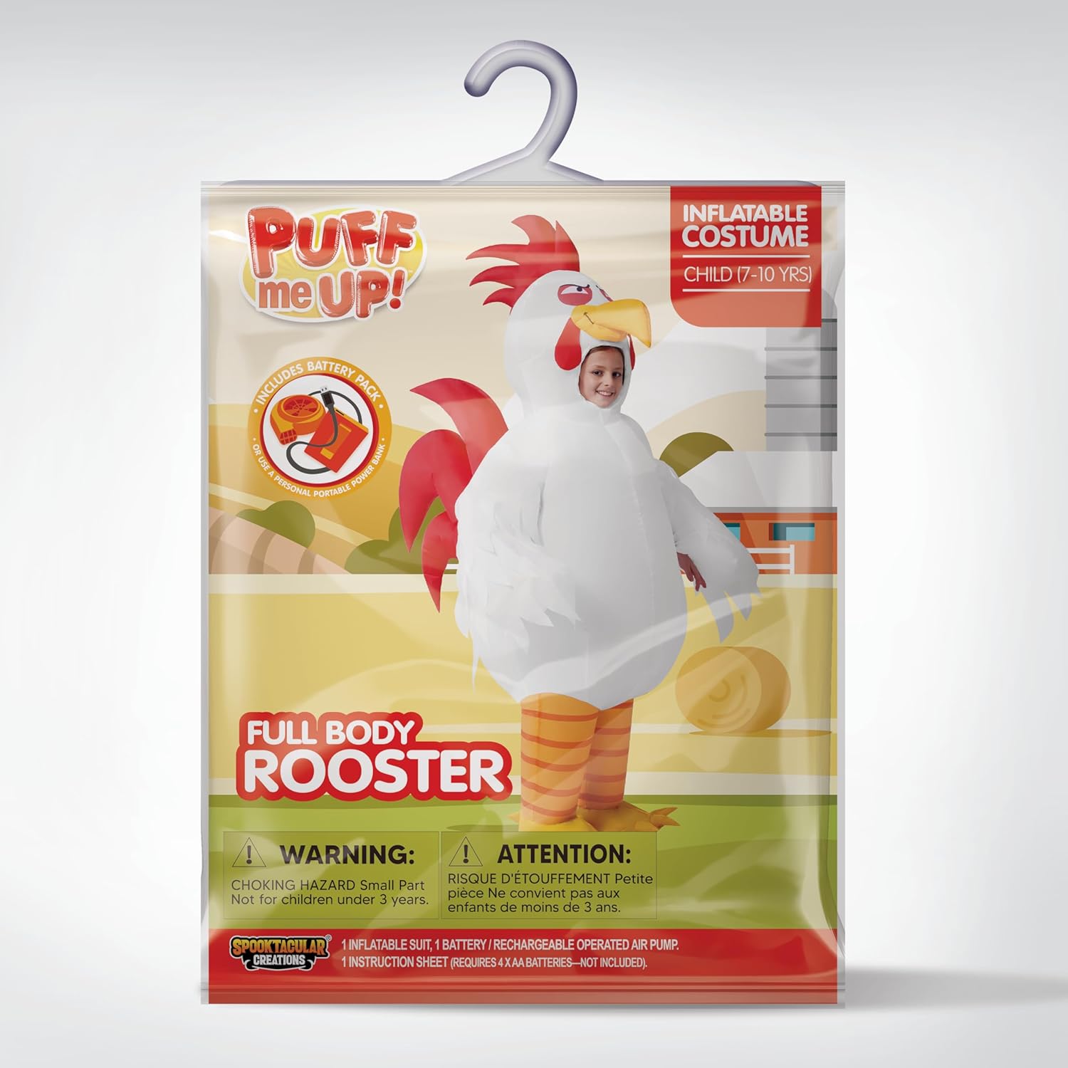 Spooktacular Creations Kids Halloween Inflatable Costumes, Rooster Full Body Inflatable Costume, White Chicken Blow Up for Halloween Cosplay Themed Parties - Image 6