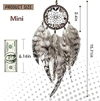 Vista 6 de Mini atrapasueños – Pluma de pollo con ágata gris, pequeño atrapasueños hecho a mano para dormitorio, un atrapasueños para niñas y niños, decoración