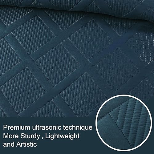 Miniatura 10 de Exclusivo Mezcla Juego de edredón ultrasónico tamaño matrimonial y queen, edredón de 3 piezas gris Queen (90 x 96 pulgadas) con 2 fundas de