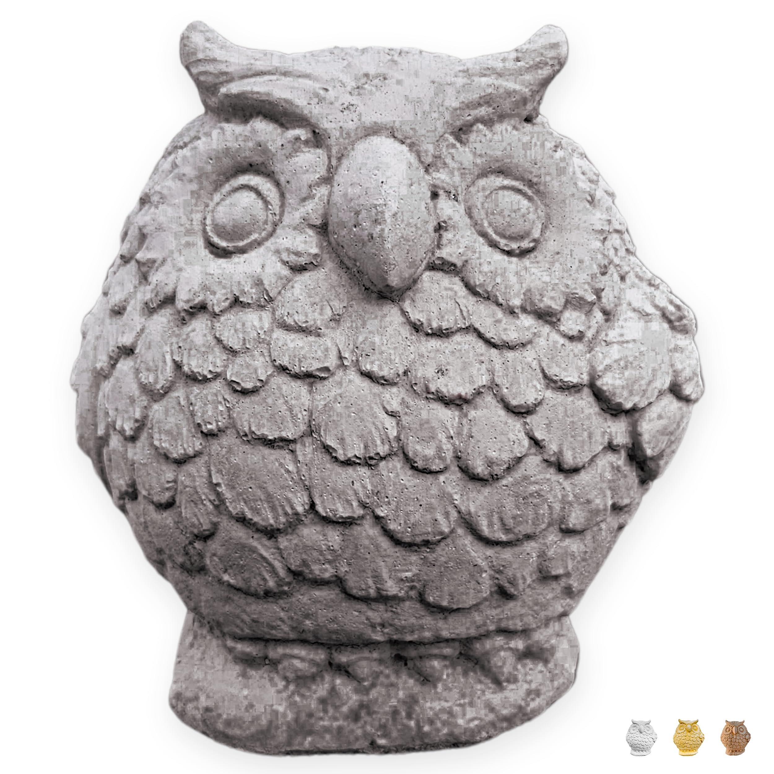 Gufo Porta Fortuna Statua Giardino In Polvere Di Marmo Gufetto Portafortuna Civetta Altezza 17 - Base 10x12 Cm - Peso 3,5 Kg